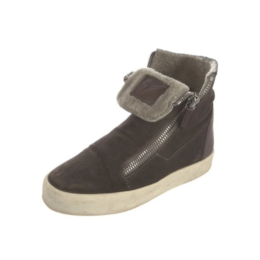 Giuseppe Zanotti Furry Suede Zipper Hightop Sneakers Size 39